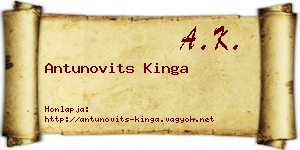 Antunovits Kinga névjegykártya